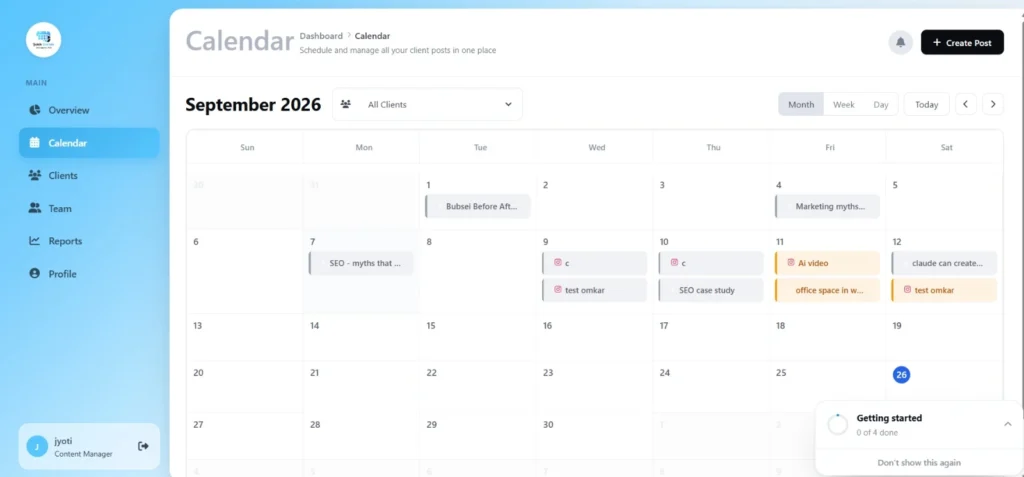 Social Media Scheduling Tool with a visual content calendar for planning and organizing social media posts.